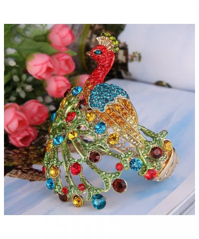 Gold-Tone Austrian Crystal Enamel Chic Peacock Bird Bangle Bracelet Multicolor $13.16 Bracelets