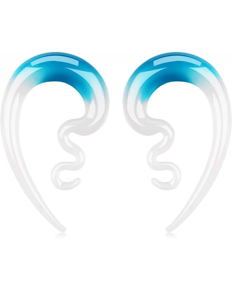 2PC Glass Ear Tapers Plugs 4G-14mm Handmade Hanger Gauges Piercing Jewelry Set 14mm (9/16"), Aqua White $10.82 Body Jewelry