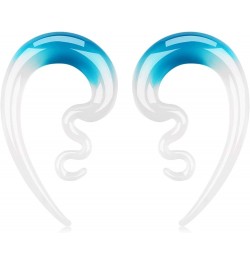 2PC Glass Ear Tapers Plugs 4G-14mm Handmade Hanger Gauges Piercing Jewelry Set 14mm (9/16"), Aqua White $10.82 Body Jewelry