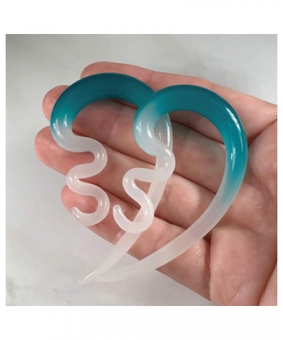 2PC Glass Ear Tapers Plugs 4G-14mm Handmade Hanger Gauges Piercing Jewelry Set 14mm (9/16"), Aqua White $10.82 Body Jewelry