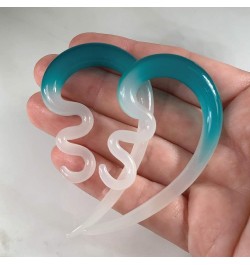 2PC Glass Ear Tapers Plugs 4G-14mm Handmade Hanger Gauges Piercing Jewelry Set 14mm (9/16"), Aqua White $10.82 Body Jewelry