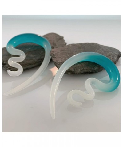 2PC Glass Ear Tapers Plugs 4G-14mm Handmade Hanger Gauges Piercing Jewelry Set 14mm (9/16"), Aqua White $10.82 Body Jewelry