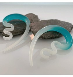 2PC Glass Ear Tapers Plugs 4G-14mm Handmade Hanger Gauges Piercing Jewelry Set 14mm (9/16"), Aqua White $10.82 Body Jewelry