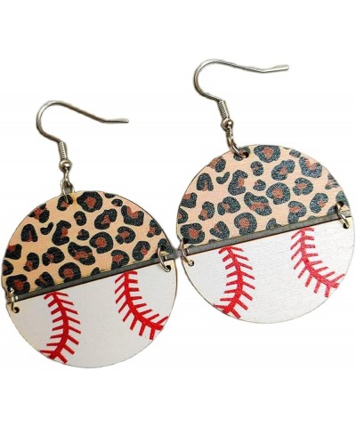 Sports Game Leopard Print Basketball Baseball Wooden Earrings,Love Shaped Heart Dangle Earrings, Sports Tassel Holiday Fans P...