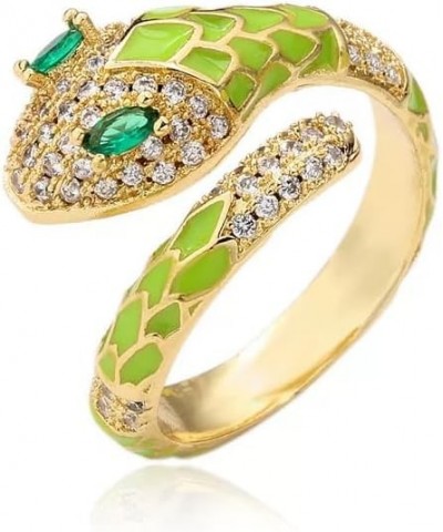 Elegant Snake Stackable Gold Ring with Cubic Zirconia Gold Plated Ring Long-lasting finished Statement Ring for Women-Green $...