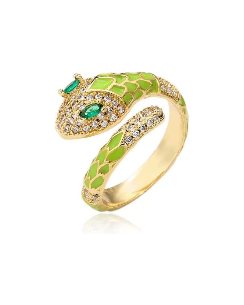 Elegant Snake Stackable Gold Ring with Cubic Zirconia Gold Plated Ring Long-lasting finished Statement Ring for Women-Green $...