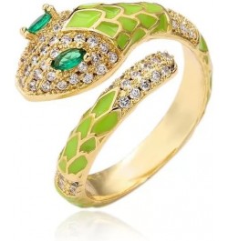 Elegant Snake Stackable Gold Ring with Cubic Zirconia Gold Plated Ring Long-lasting finished Statement Ring for Women-Green $...