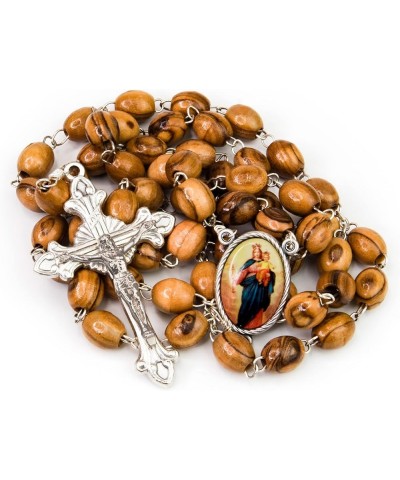 Holy Land Olive Wood Catholic Rosary from Israel, Solid Wooden Dangling Cross Pendant, Large Beads, For Men and Women, Housed...