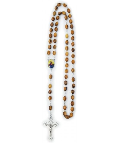 Holy Land Olive Wood Catholic Rosary from Israel, Solid Wooden Dangling Cross Pendant, Large Beads, For Men and Women, Housed...