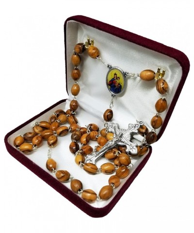 Holy Land Olive Wood Catholic Rosary from Israel, Solid Wooden Dangling Cross Pendant, Large Beads, For Men and Women, Housed...