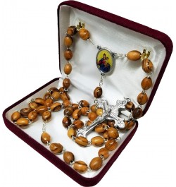 Holy Land Olive Wood Catholic Rosary from Israel, Solid Wooden Dangling Cross Pendant, Large Beads, For Men and Women, Housed...