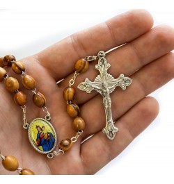 Holy Land Olive Wood Catholic Rosary from Israel, Solid Wooden Dangling Cross Pendant, Large Beads, For Men and Women, Housed...