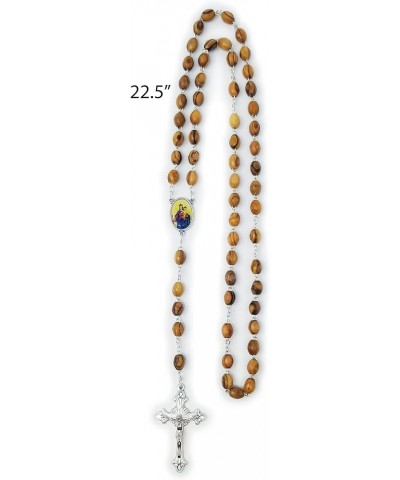 Holy Land Olive Wood Catholic Rosary from Israel, Solid Wooden Dangling Cross Pendant, Large Beads, For Men and Women, Housed...