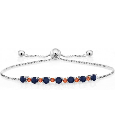 1.03 Ct Round Blue Sapphire Orange Sapphire 925 Sterling Silver Adjustable Tennis Bracelet for Women Up to 9 Inch $36.75 Brac...