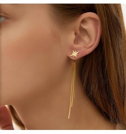 Gold Link Tassel Earrings for Women 14K Gold Plated CZ Link Chain Tassel Earrings Silver Drop Dangle Earring Hypoallergenic f...