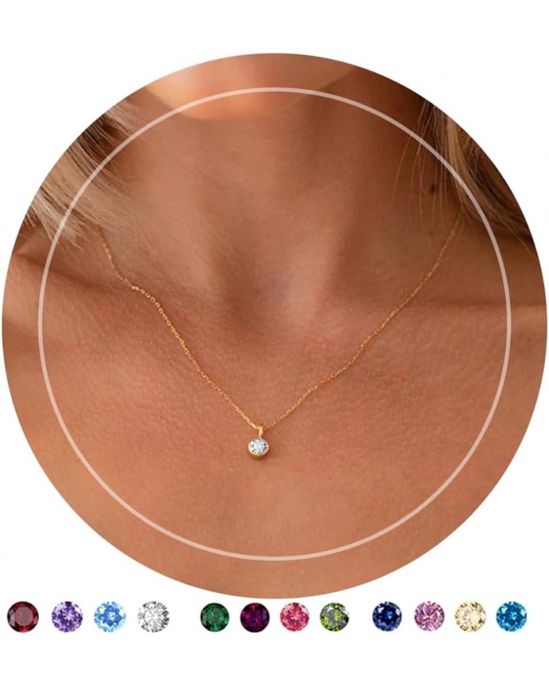 Gold Birthstone Necklace for Women 18K Gold Plated Birthstone Pendant Necklace for Teen Girls Birthday Anniversary Crystal Je...