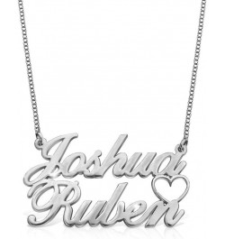 Personalized Sterling Silver Double Name Necklace with Cut Out Heart Custom Jewelry for Women Silver $14.79 Necklaces