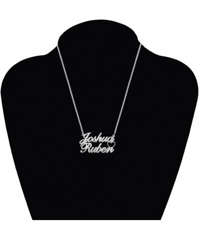 Personalized Sterling Silver Double Name Necklace with Cut Out Heart Custom Jewelry for Women Silver $14.79 Necklaces