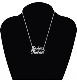 Personalized Sterling Silver Double Name Necklace with Cut Out Heart Custom Jewelry for Women Silver $14.79 Necklaces