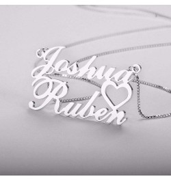 Personalized Sterling Silver Double Name Necklace with Cut Out Heart Custom Jewelry for Women Silver $14.79 Necklaces