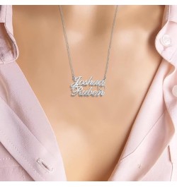 Personalized Sterling Silver Double Name Necklace with Cut Out Heart Custom Jewelry for Women Silver $14.79 Necklaces