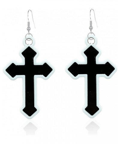 Gothic Cross Christ Earring Goth Punk Dangle Drop Earrings Halloween Christmas New Year Jewelry Gift for Women Black Cross $5...