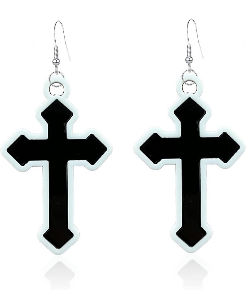 Gothic Cross Christ Earring Goth Punk Dangle Drop Earrings Halloween Christmas New Year Jewelry Gift for Women Black Cross $5...