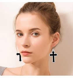 Gothic Cross Christ Earring Goth Punk Dangle Drop Earrings Halloween Christmas New Year Jewelry Gift for Women Black Cross $5...