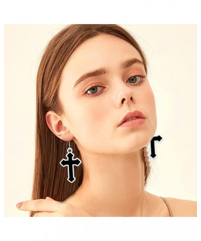 Gothic Cross Christ Earring Goth Punk Dangle Drop Earrings Halloween Christmas New Year Jewelry Gift for Women Black Cross $5...