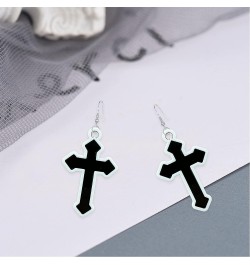 Gothic Cross Christ Earring Goth Punk Dangle Drop Earrings Halloween Christmas New Year Jewelry Gift for Women Black Cross $5...