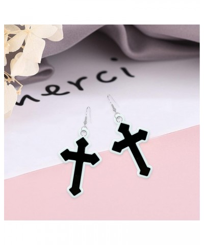 Gothic Cross Christ Earring Goth Punk Dangle Drop Earrings Halloween Christmas New Year Jewelry Gift for Women Black Cross $5...