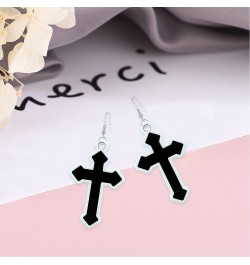 Gothic Cross Christ Earring Goth Punk Dangle Drop Earrings Halloween Christmas New Year Jewelry Gift for Women Black Cross $5...