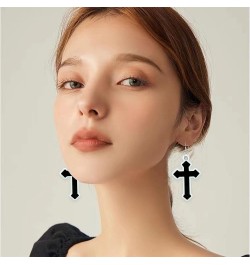 Gothic Cross Christ Earring Goth Punk Dangle Drop Earrings Halloween Christmas New Year Jewelry Gift for Women Black Cross $5...