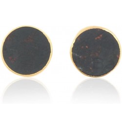 Bloodstone Stud Earrings, Round 9mm Gemstone Stud Earrings, Solid Silver 18k Gold Plated Earring, Women's Gift Post Earring, ...