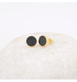 Bloodstone Stud Earrings, Round 9mm Gemstone Stud Earrings, Solid Silver 18k Gold Plated Earring, Women's Gift Post Earring, ...