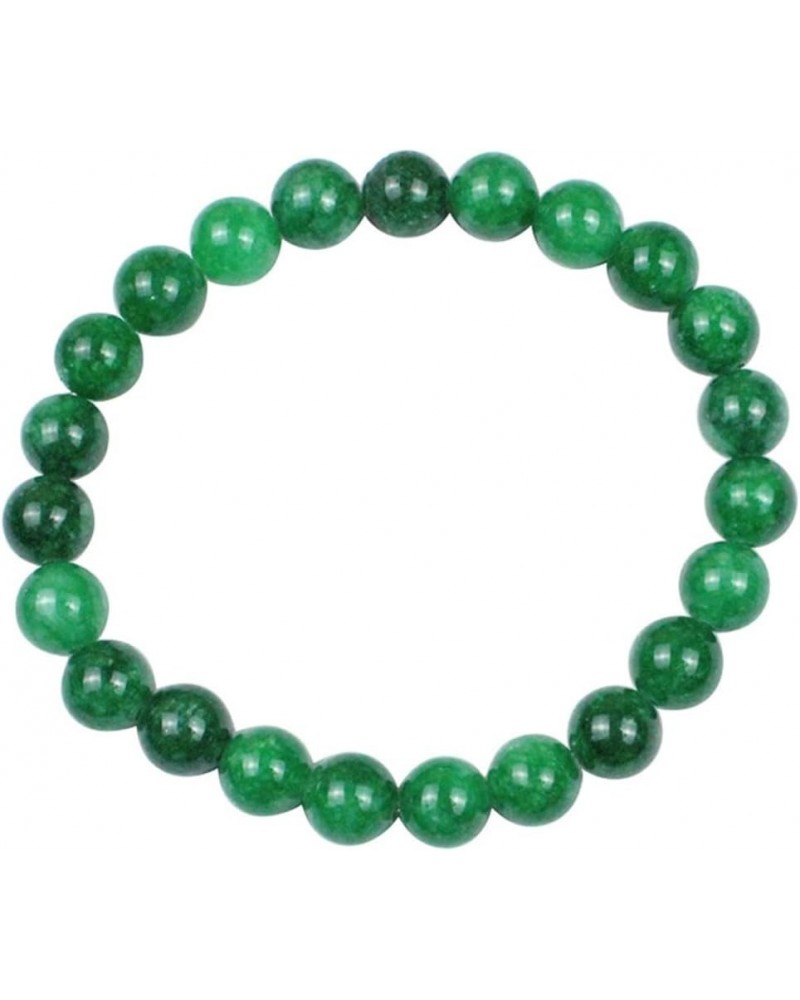 Jade Bead Stretch Bracelet, 7 Inch to 8.5 inch Natural Green Jadeite Beaded Gemstone Healing Crystal Jewelry (Size : 8mm) 10m...