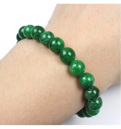 Jade Bead Stretch Bracelet, 7 Inch to 8.5 inch Natural Green Jadeite Beaded Gemstone Healing Crystal Jewelry (Size : 8mm) 10m...