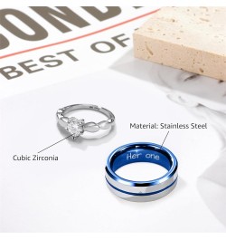 Personalized Couple Rings Promise Rings for Him and Her Custom Ring Set Wedding Bands Engagement Rings for Couples 2 PCS Silv...