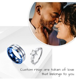 Personalized Couple Rings Promise Rings for Him and Her Custom Ring Set Wedding Bands Engagement Rings for Couples 2 PCS Silv...