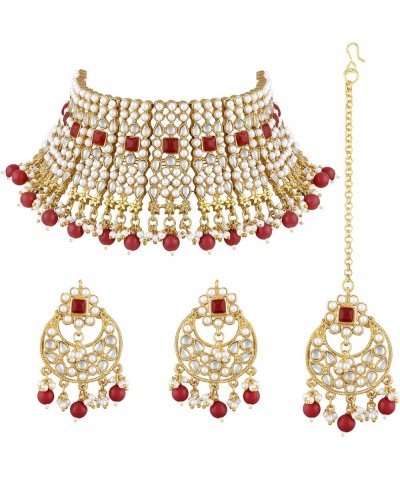 Indian Ethnic Wedding Wear Necklace Set Red $26.09 Jewelry Sets