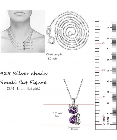 Cat Necklace, 18'' Silver Box Chain Women's Amethyst Cat Pendant Jewelry, Purple (Gift Box & Greeting Card) $15.54 Necklaces