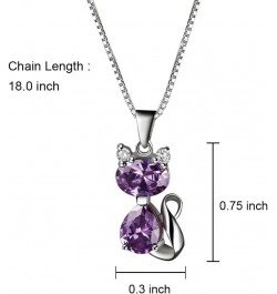 Cat Necklace, 18'' Silver Box Chain Women's Amethyst Cat Pendant Jewelry, Purple (Gift Box & Greeting Card) $15.54 Necklaces