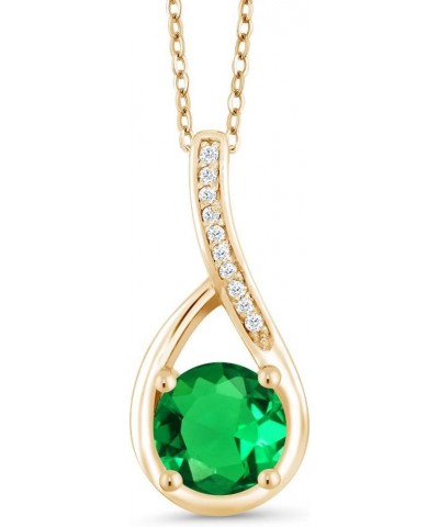 18K Yellow Gold Plated Silver Green Nano Emerald and White Diamond Infinity Pendant Necklace For Women | 0.84 Cttw | Gemstone...