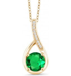 18K Yellow Gold Plated Silver Green Nano Emerald and White Diamond Infinity Pendant Necklace For Women | 0.84 Cttw | Gemstone...