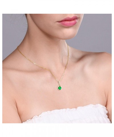 18K Yellow Gold Plated Silver Green Nano Emerald and White Diamond Infinity Pendant Necklace For Women | 0.84 Cttw | Gemstone...