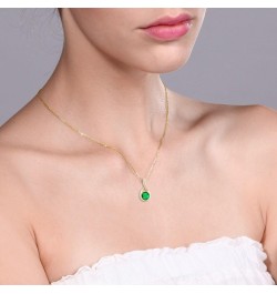 18K Yellow Gold Plated Silver Green Nano Emerald and White Diamond Infinity Pendant Necklace For Women | 0.84 Cttw | Gemstone...