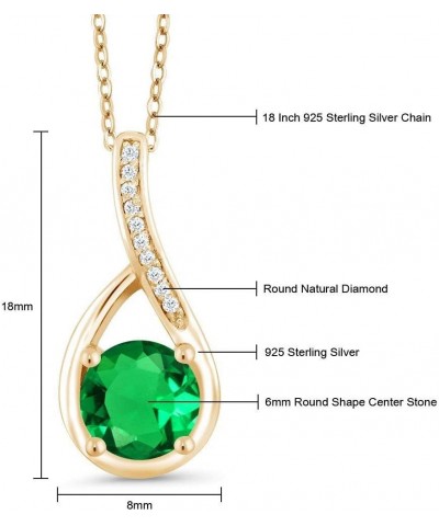 18K Yellow Gold Plated Silver Green Nano Emerald and White Diamond Infinity Pendant Necklace For Women | 0.84 Cttw | Gemstone...