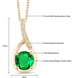 18K Yellow Gold Plated Silver Green Nano Emerald and White Diamond Infinity Pendant Necklace For Women | 0.84 Cttw | Gemstone...