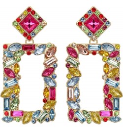 Art Deco Sparkly Rhinestone Marquise Rectangle Geometric Statement Dangle Earrings for Women Multicolor Gold-Tone $7.27 Earrings