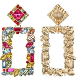 Art Deco Sparkly Rhinestone Marquise Rectangle Geometric Statement Dangle Earrings for Women Multicolor Gold-Tone $7.27 Earrings